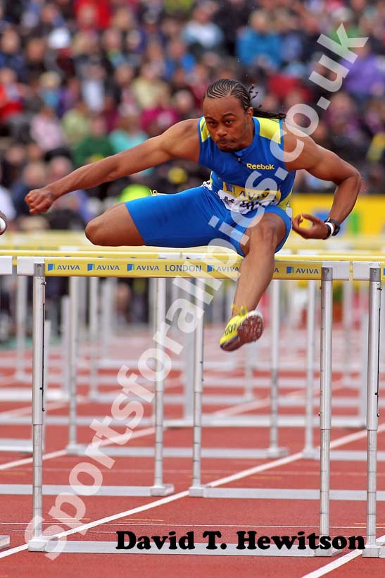 Aries Merritt in the 110 metres hurdles, 2012 Samsung Diamond League, Crystal Palace, London.